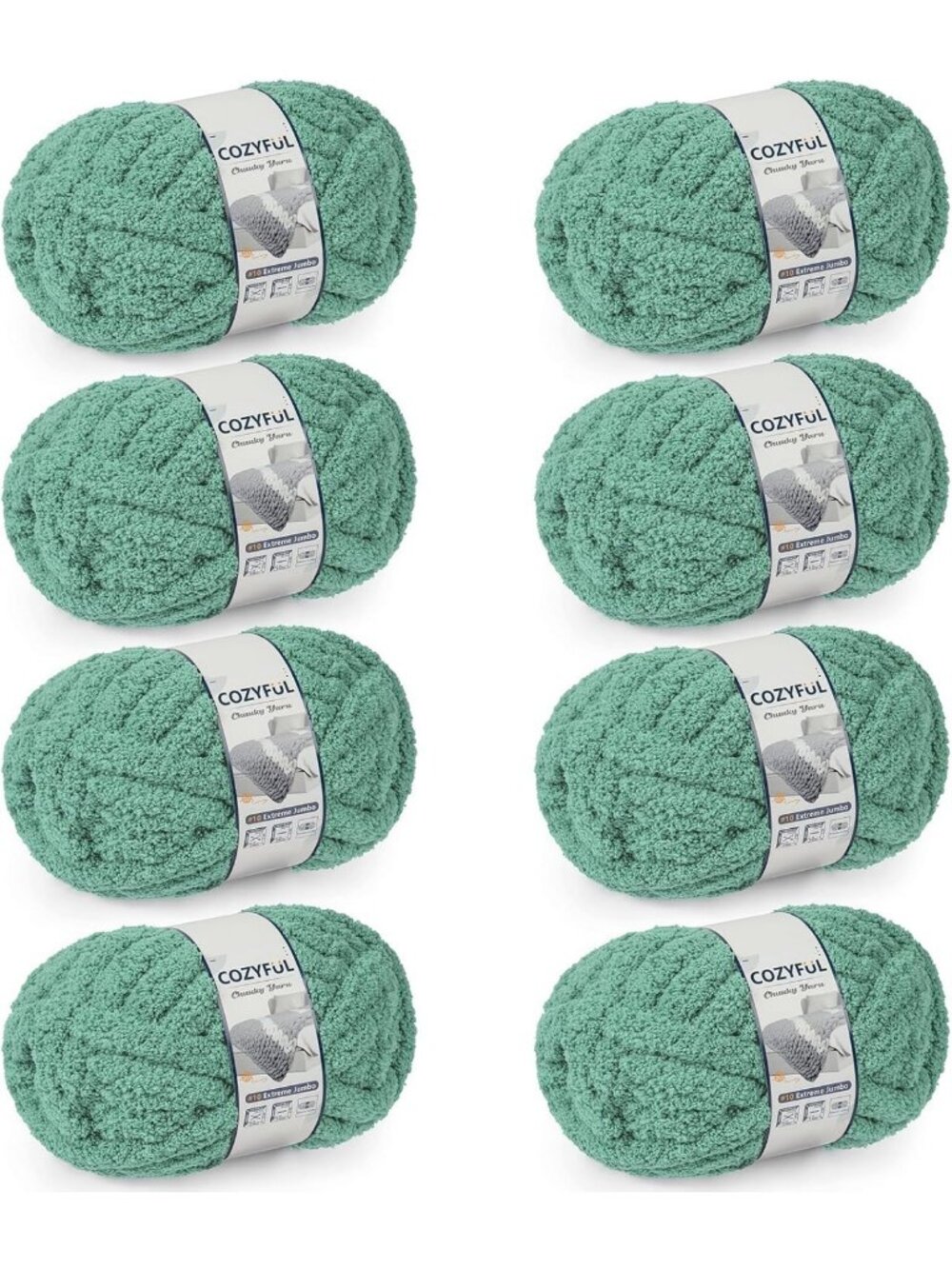 Cozy Chunky Chenille Yarn for Hand Knitting & Crocheting - Jumbo Thick 8 Skeins